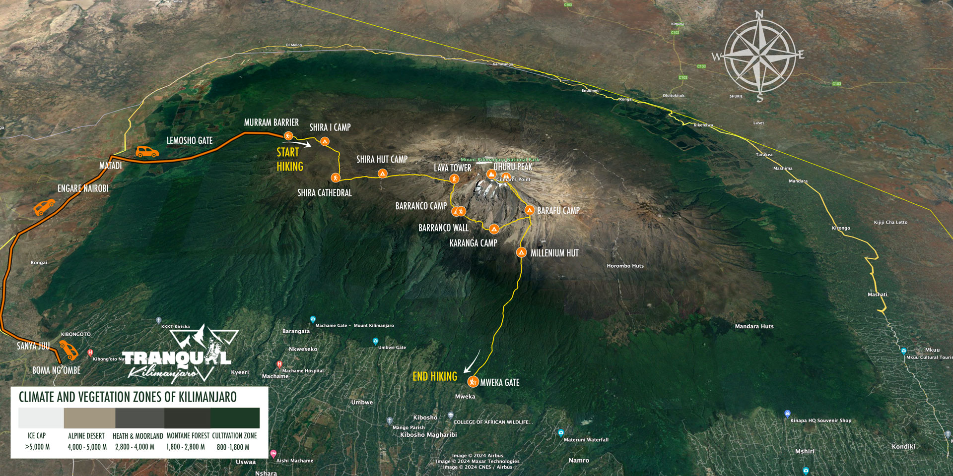 Shira Route Map